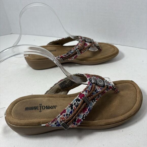 Minnetonka Sandals Womens Size 7 Silverthorne Slip On Wedge Thong Flip Flop G1 - Picture 9 of 11